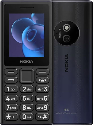 Nokia 110 (2024) Dual SIM Mobile with Buttons (Greek Menu) Black view 2