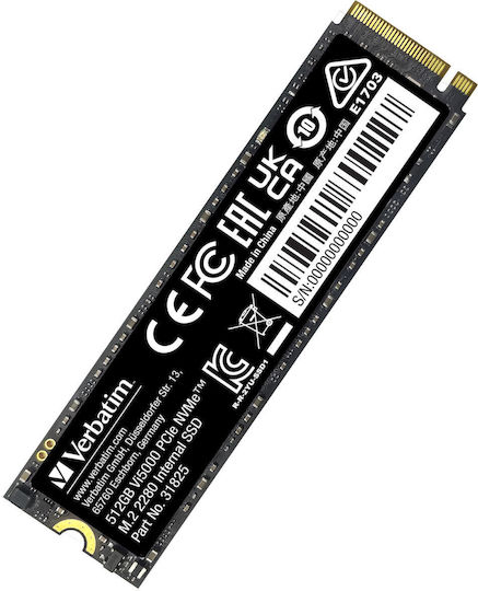 Verbatim Vi5000 SSD 512GB M.2 Type with PCI Express 4.0 Connection 31825