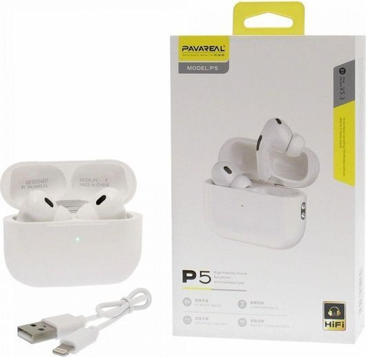 Pavareal P5 In-ear Bluetooth Handsfree Earphones with Charging Case White view 4