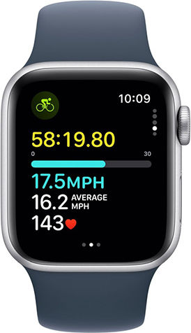 Apple Watch SE 2023 Aluminium 44mm Waterproof with Heart Rate Monitor (Silver with Storm Blue Sport Band) view 4