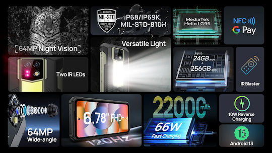 Ulefone Armor 24 Dual SIM (12GB/256GB) Resistant Smartphone Black view 6