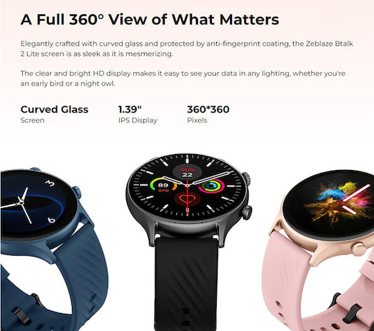 Zeblaze Btalk 2 Lite 45mm Smartwatch with Heart Rate Monitor (Black) view 4