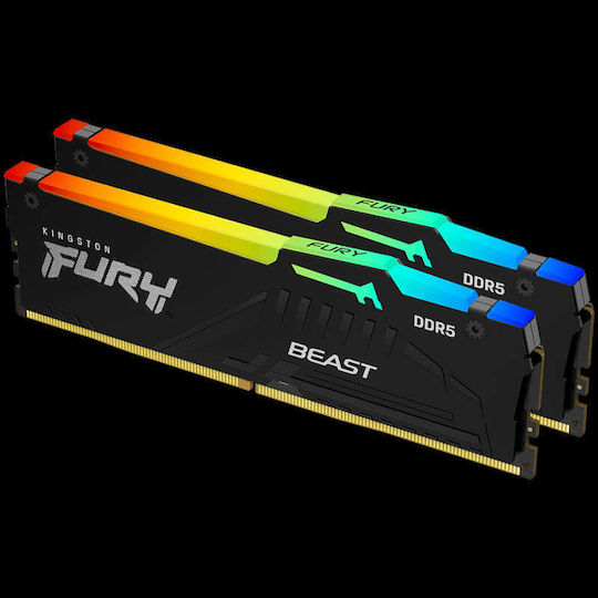 Kingston Fury Beast RGB DDR5 32GB RAM with 2x16GB Modules and Speed 5600 for Desktop KF556C36BBEAK2-32 vue 4
