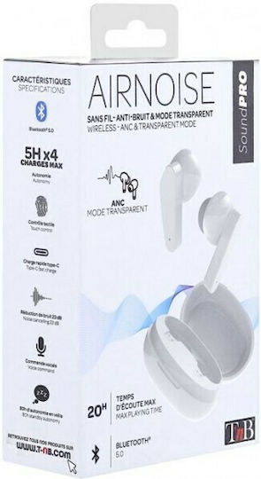 T'nB Air Noise In-ear Bluetooth Handsfree Earphones with Charging Case White view 6