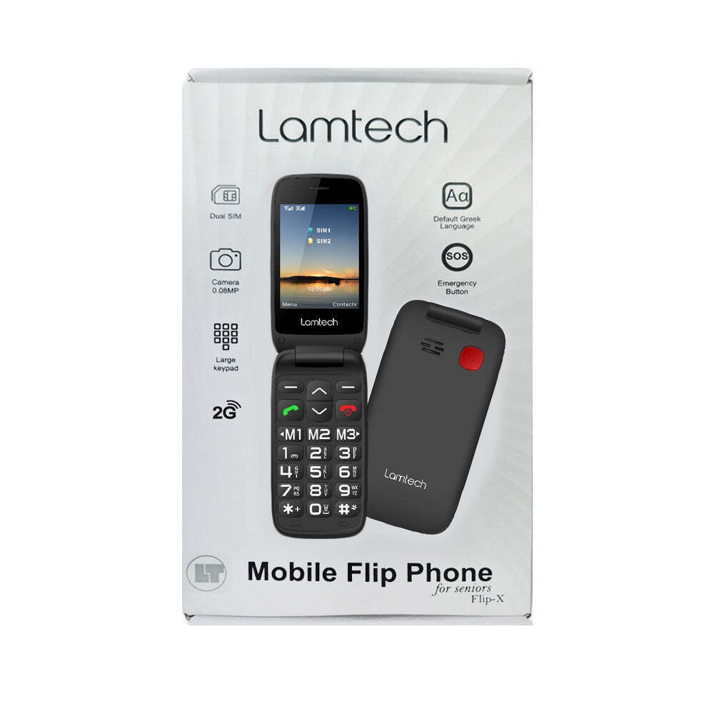Lamtech Flip-X Dual SIM (32MB/32MB) Mobile with Large Buttons Black view 3