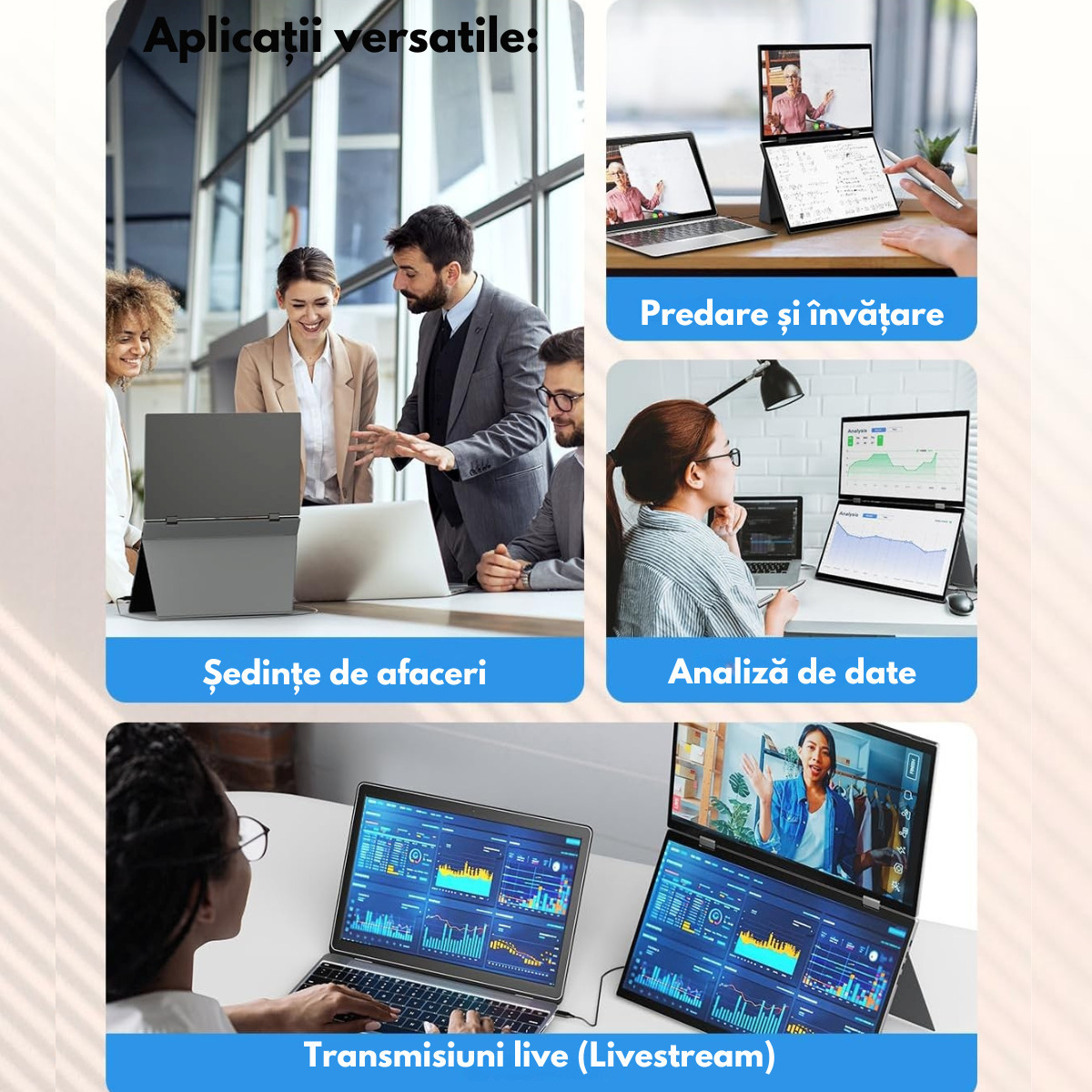 Qova IPS Touch Portable Monitor 15.6" FHD 1920x1080 White view 4