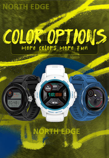 North Edge Mars 2 45mm Smartwatch with Heart Rate Monitor (White) vue 3