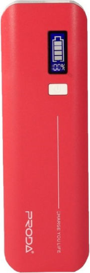 Remax Proda V6i Power Bank 10000mAh with 2 USB-A Ports Red