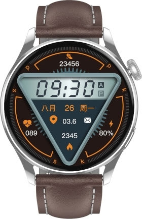 Q3 Max 1.36 Inch Color Screen Smart Watch Leather Strap Support Heart Rate Monitoring Blood Pressure Monitoring Brown view 1