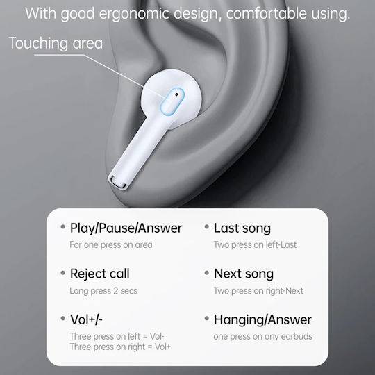Yesido TWS35 Earbud Bluetooth Handsfree Earphones with Charging Case White view 6