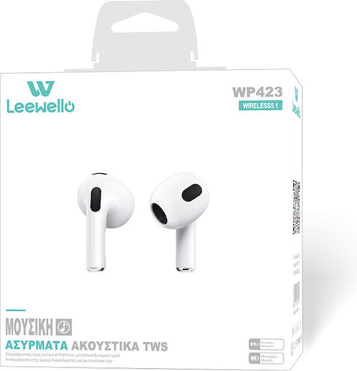Leewello WP-423 In-ear Bluetooth Handsfree Earphones with Charging Case White view 4