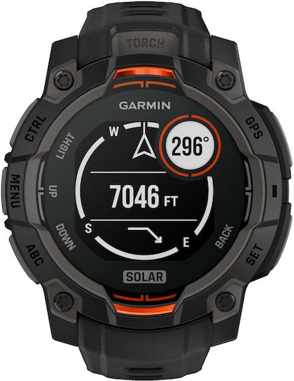 Garmin Instinct 3 Solar Aluminium 45mm Waterproof Smartwatch with Heart Rate Monitor (Black with Black Band)
