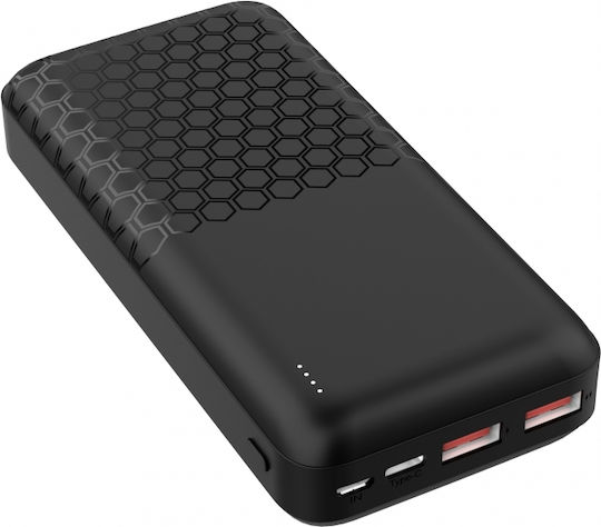 Platinet Power Bank 20000mAh 20W with 2 USB-A Ports and 2 USB-C Ports Black