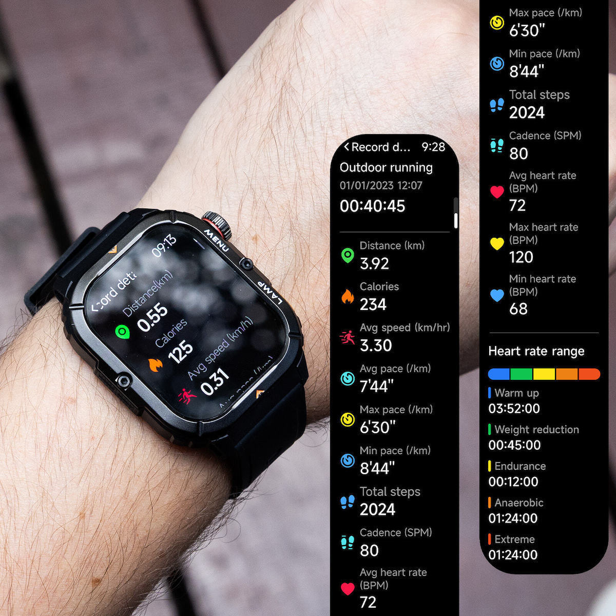 AGM Legion 3 Waterproof Smartwatch with Heart Rate Monitor Black view 6