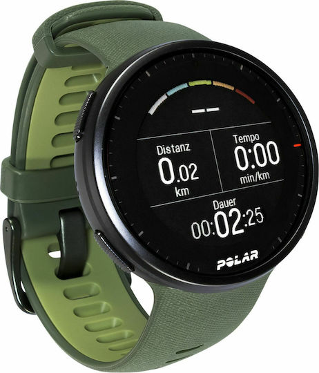 Polar Vantage V2 Aluminium 47mm Waterproof Smartwatch with Heart Rate Monitor (Black with Green Strap) vista 4
