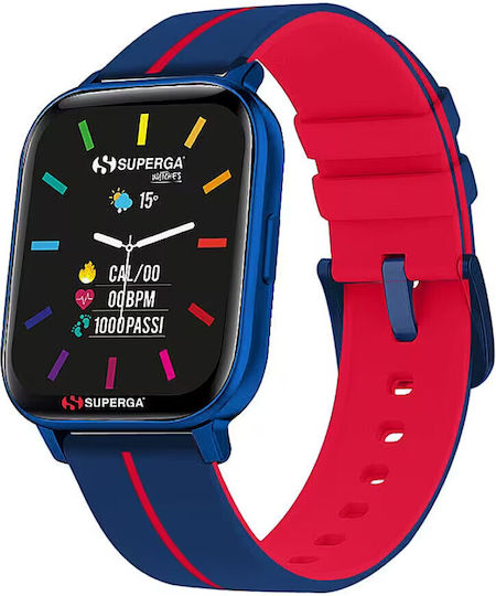 Superga SW-STC016 40mm Smartwatch with Heart Rate Monitor (Blue/Red)