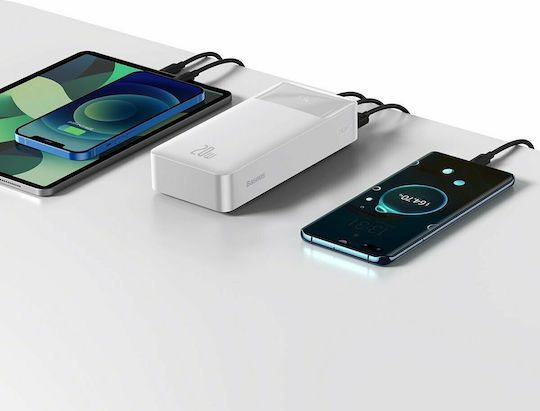 Baseus Bipow Digital Display Power Bank 30000mAh 20W with 2 USB-A Ports and USB-C Port White view 7