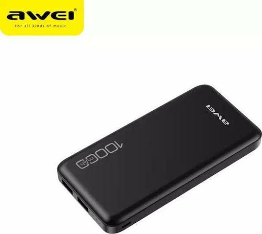 Awei P28K Power Bank 10000mAh with 2 USB-A Ports Black vista 3