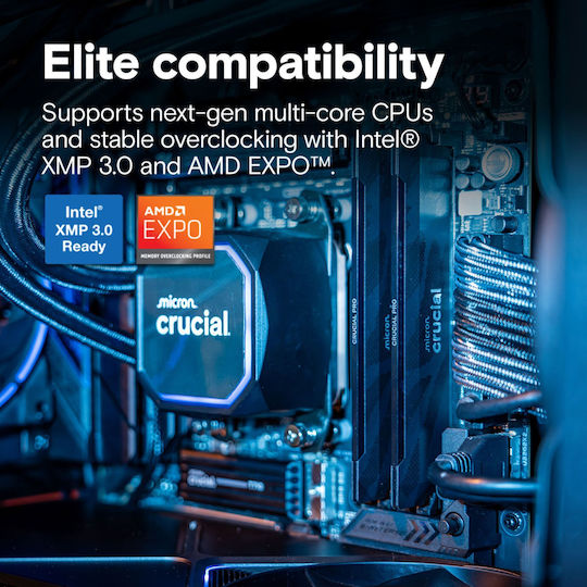 Crucial Pro OC DDR5 32GB RAM with 2x16GB Modules and Speed 6400 for Desktop CP2K16G64C32U5B vue 7