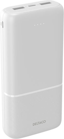 Deltaco Power Bank 20000mAh 18W with 2 USB-A Ports and USB-C Port Power Delivery White view 4