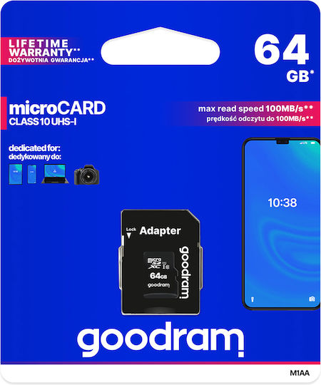 GoodRAM 64GB U1 UHS-I 100MB/s with Adapter view 3