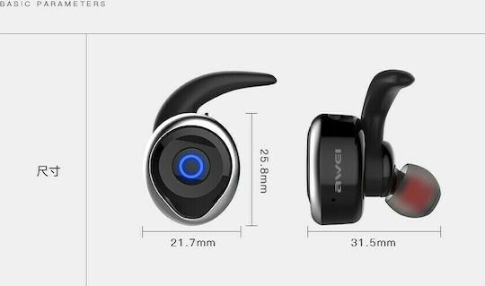 Awei T1 In-ear Bluetooth Handsfree Earphones with Sweat Resistance and Charging Case Black vue 7