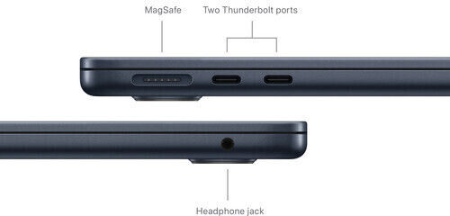 Apple MacBook Air 13" (2024) 13.6" Retina Display (M3-8-core/16GB/512GB SSD) Midnight (International English Keyboard) view 3