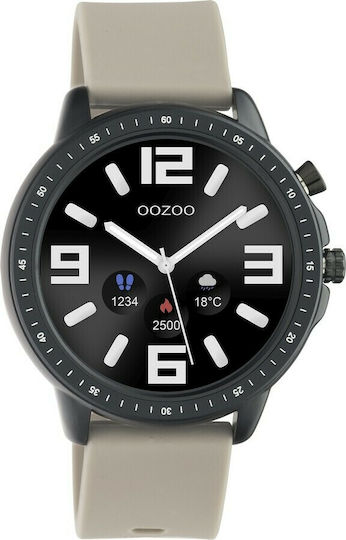 Oozoo Q00330 45mm Smartwatch with Heart Rate Monitor (Black/Beige)