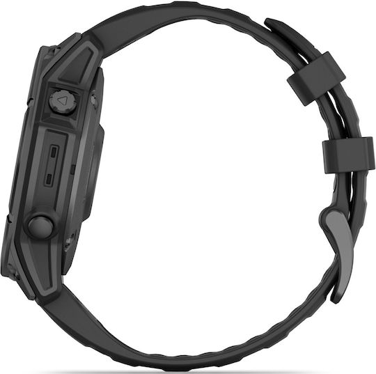 Garmin Fenix E Stainless Steel 47mm Waterproof Smartwatch with Heart Rate Monitor (Slate Grey Steel with Black Silicone Band) view 5