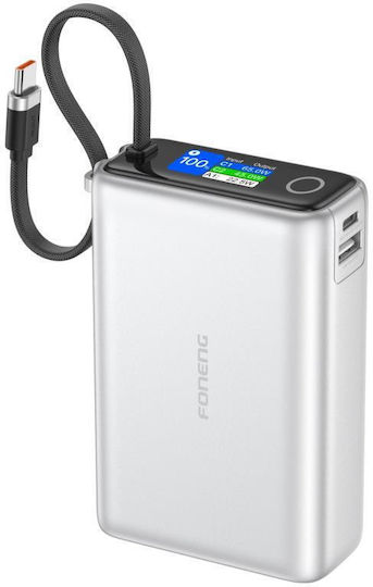 Foneng PX132 Power Bank 20000mAh 65W with USB-A Port and USB-C Port Silver view 1