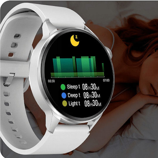 Nubi DT4+ 43mm Smartwatch with Heart Rate Monitor (White) view 3
