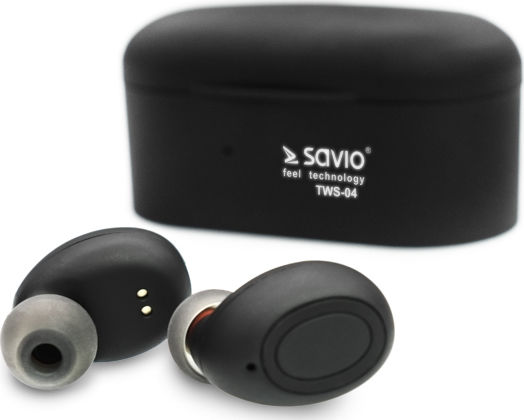 Savio TWS-04 In-ear Bluetooth Handsfree Earphones with Charging Case Black view 2