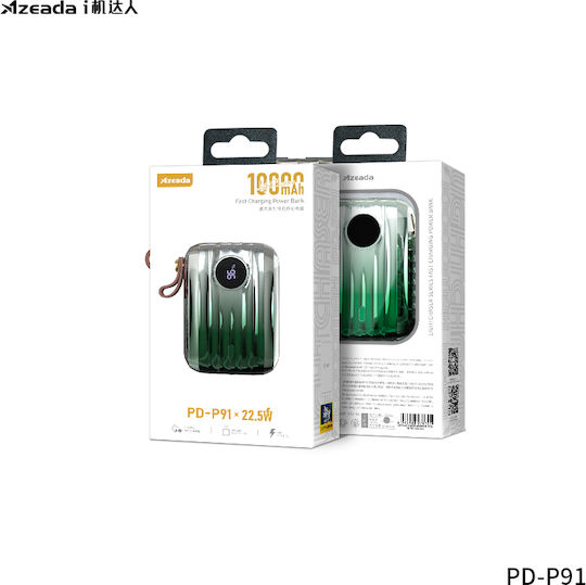 Proda PD-P91 Power Bank 10000mAh 22.5W with USB-A Port and USB-C Port Green view 2