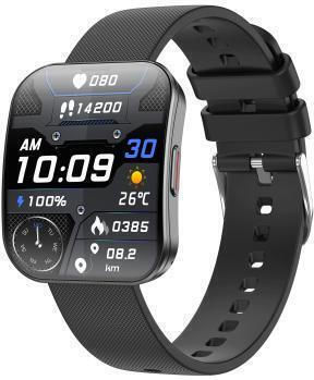 Smartwatch Qs08 1.85 Inch Full-screen Smart Watch Real-time Heart Rate Blood Glucose/blood Oxygen Monitor Sos Alert Sleep Tracking Black view 1