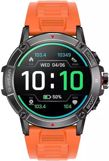 Nubi NX1 49mm Smartwatch with Heart Rate Monitor (Orange Black) view 5