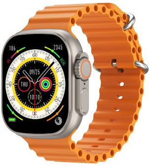 Riversong 8 Ultra Smartwatch with Heart Rate Monitor (Midnight Black / Orange Strap) view 3