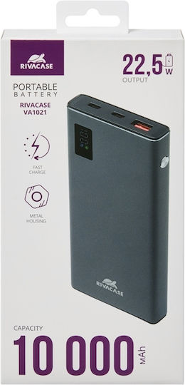 Rivacase VA1021 Power Bank 10000mAh with USB-A Port and USB-C Port Power Delivery / Quick Charge 3.0 Gray
