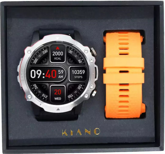 Kiano Watch Sport 49mm with Heart Rate Monitor (Silver) view 2