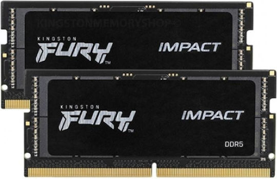 Kingston Fury Impact DDR5 64GB RAM with 2x32GB Modules and Speed 4800 for Laptop KF548S38IBK2-64