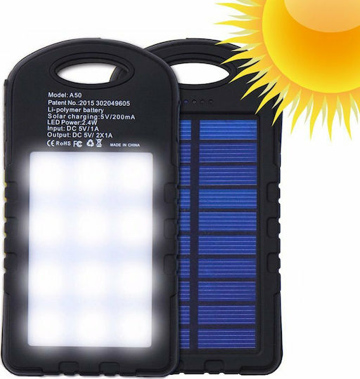 SPB900 Solar Power Bank 7000mAh with 2 USB-A Ports Black view 2
