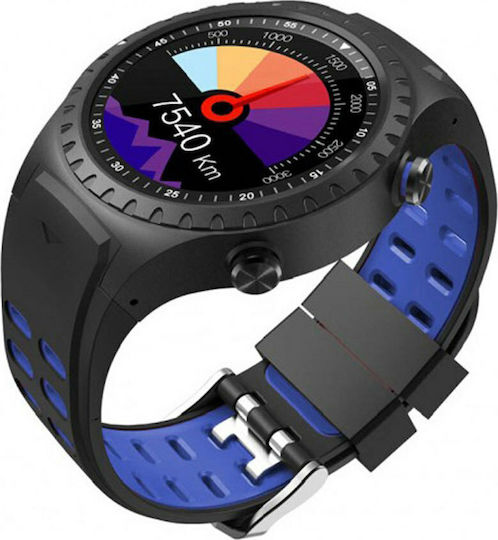 DAS.4 SG12 Stainless Steel 48mm Smartwatch with Heart Rate Monitor (Black / Blue) view 2