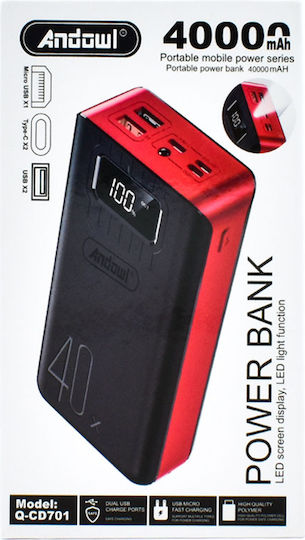 Andowl Q-CD701 Power Bank 40000mAh with 2 USB-A Ports Black vue 4