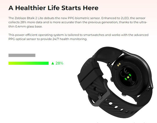 Zeblaze Btalk 2 Lite 45mm Smartwatch with Heart Rate Monitor (Black) view 6