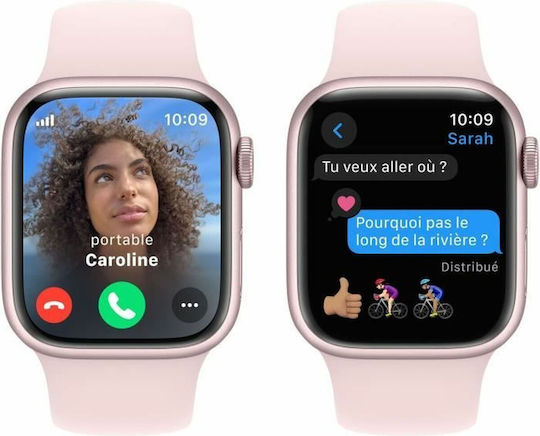 Apple Watch Series 9 Cellular Aluminium 41mm Waterproof with eSIM and Heart Rate Monitor (Pink with Light Pink Sport Band (S/M)) view 4