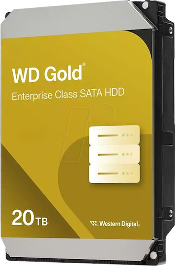 Western Digital Gold 20TB HDD Hard Drive 3.5" SATA III 7200rpm with 512MB Cache for Server / Recorder WD203KRYZ vue 5
