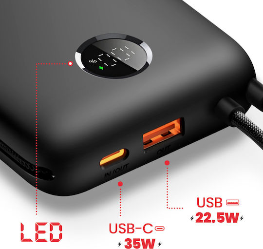 Swissten Voltbox Power Bank 20000mAh 35W with USB-A Port and USB-C Power Delivery Port Black view 3