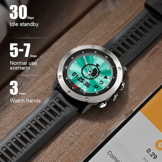 Microwear MC21 Smartwatch with Heart Rate Monitor (Black Case / Black Silicone Strap) vue 5
