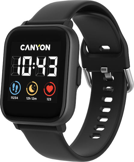 Canyon SW-78 Aluminium Waterproof Smartwatch with Heart Rate Monitor (Black) view 2