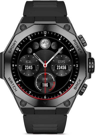 Ksix Titanium Waterproof Smartwatch with Heart Rate Monitor (Black) vue 2