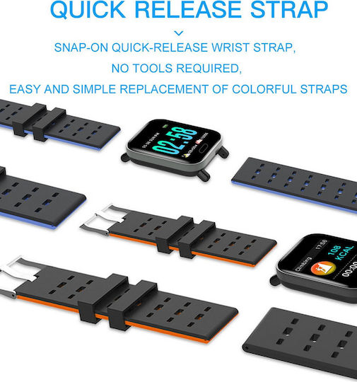 A6 46mm Smartwatch with Heart Rate Monitor (Black) view 9